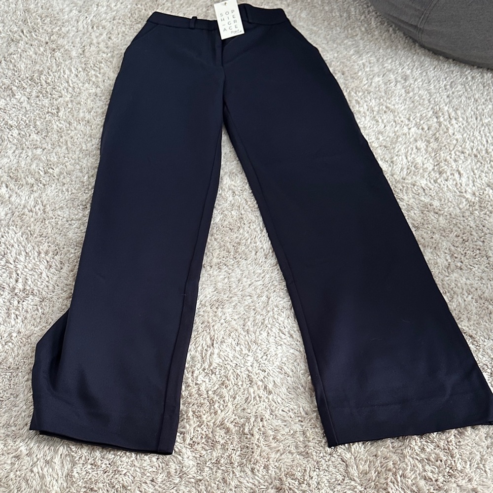 Elegant Navy Wide Leg Women's Pants